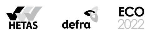 HETAS, DEFRA and ECO2022 logos