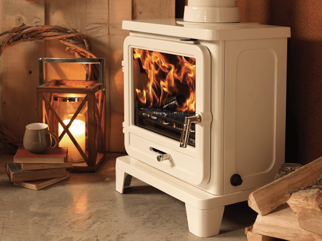 Vega Edge 200SL Eco warm white enamel stove installation